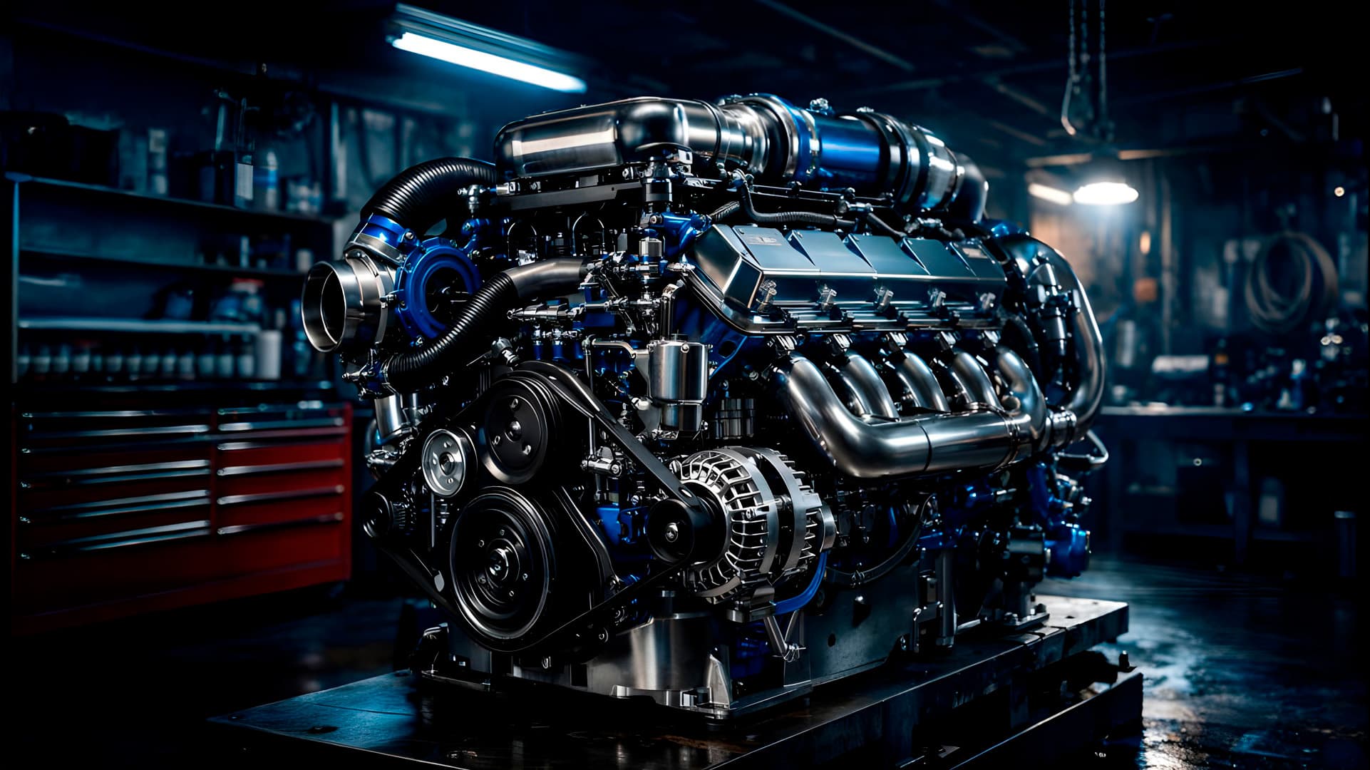 Motor marino en taller — Mecánica Naval BERTO