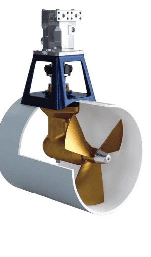 Hélice de proa 550 kgf, incluye motor hidráulico 39 kW, para tubo de diámetro 400 mm
