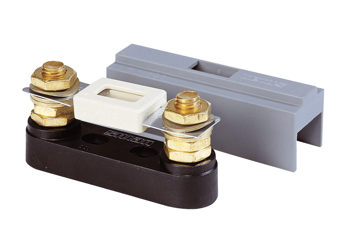 Portafusible C100 con tapa de protección, idóneo para fusibles de 40 hasta 500 Amp.