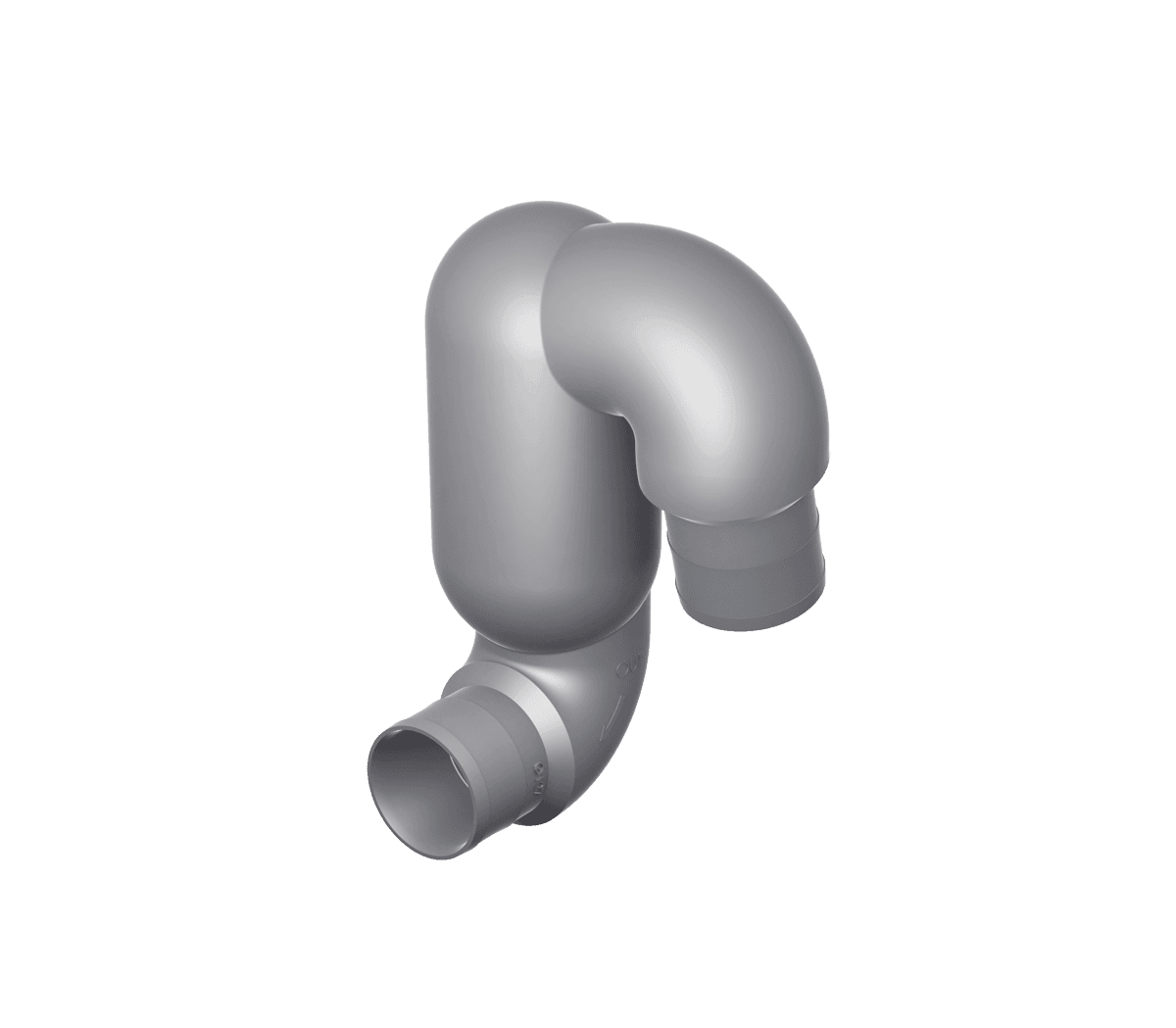 Cuello de cisne LT 65 , con entrada Ø 65 mm y salida Ø 65 mm