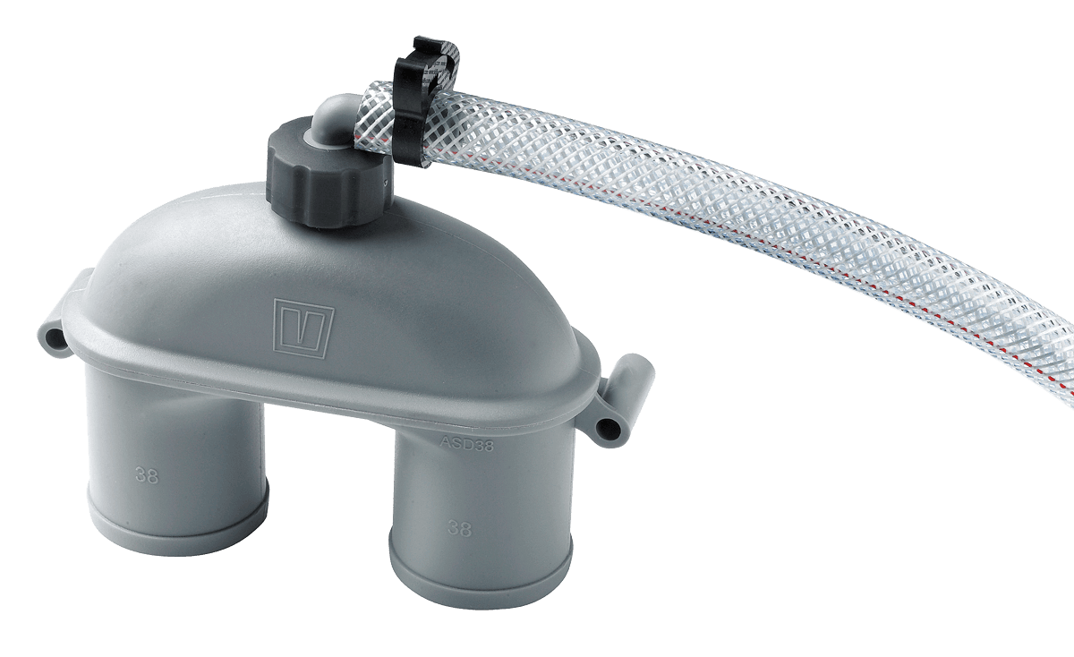 Purgador tipo ASD 38 mm, con tubo, (incl. 2 m tubo y pasacascos)