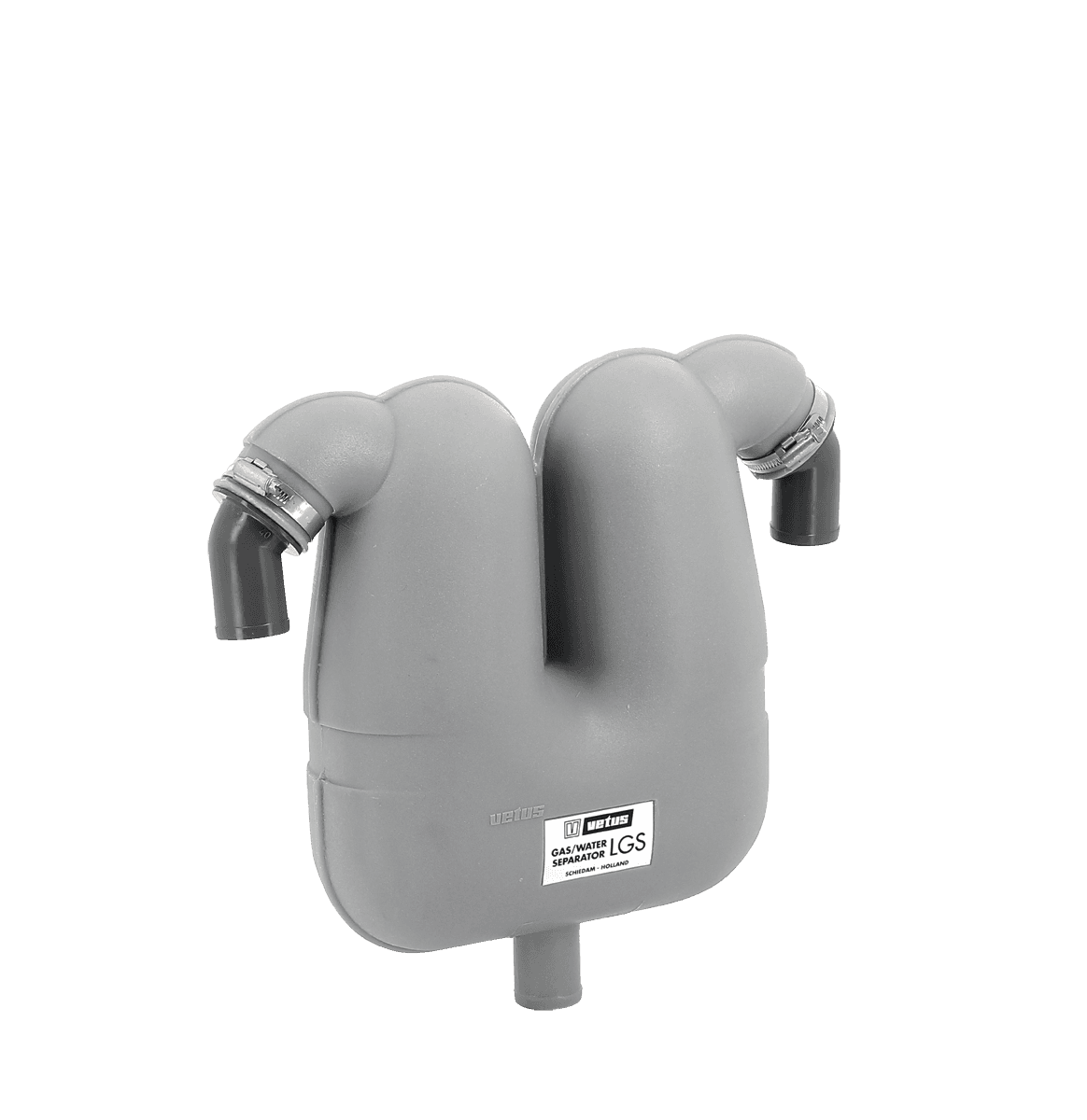 Separador de gases de escape Ø 38 con 2 conexiones orientables 360° para tubo de Ø 50 mm