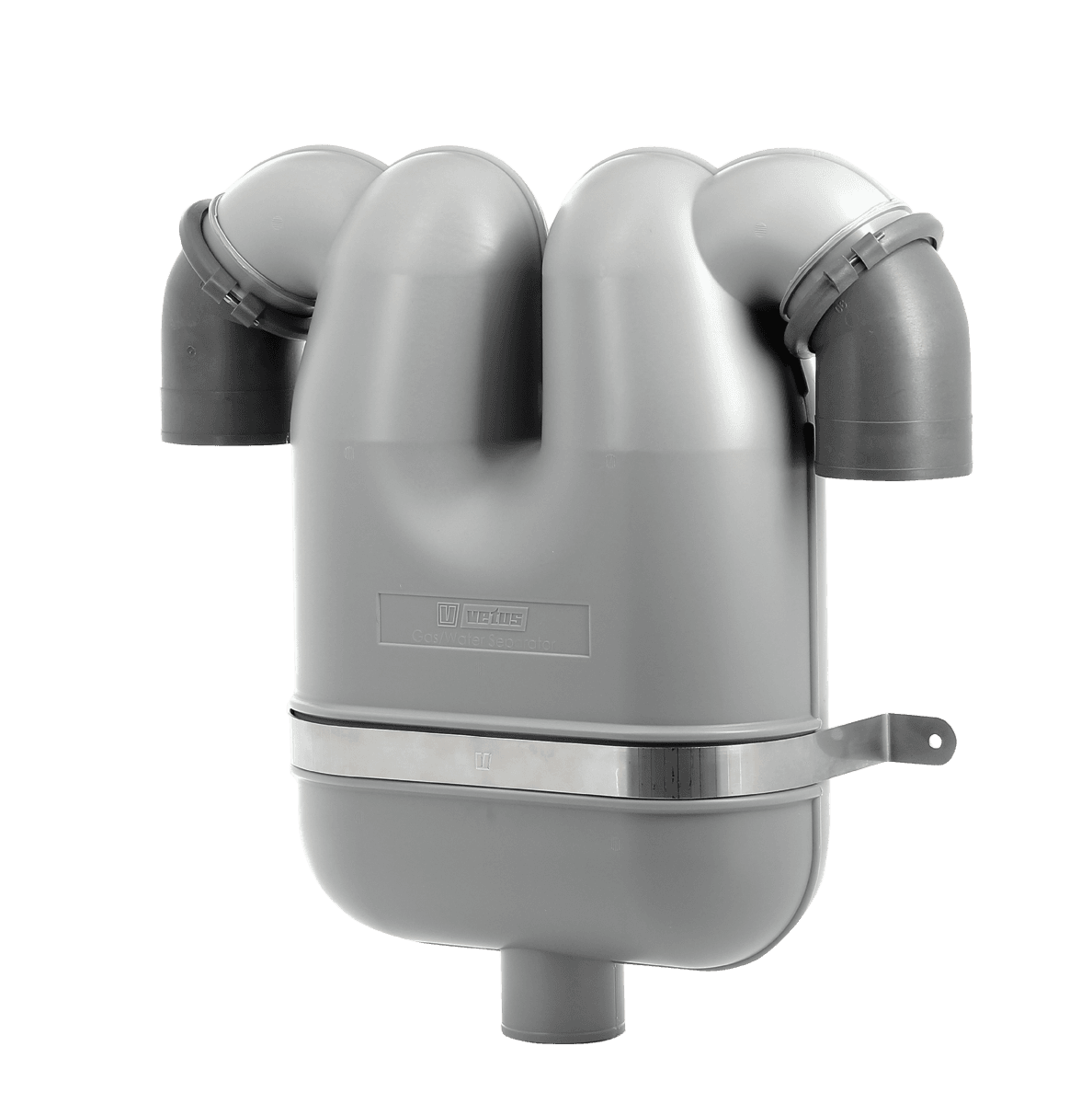 Separador de gases de escape Ø 75 con 2 conexiones orientables 360° para tubo de Ø 95 mm