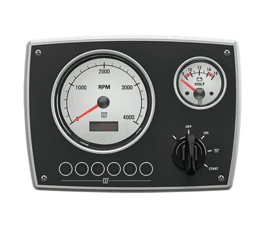 Panel aluminio de motor tipo MPA22, 12 V, con 2 instrumentos blancos (0-4000 rpm)
