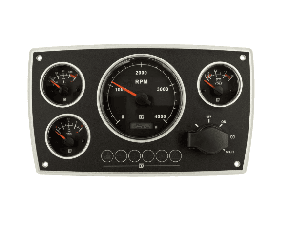 Panel de motor de aluminio, segunda generación, 12V, 4 instrumentos negros (0-4000 rpm)