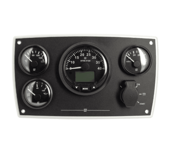 Panel aluminio de motor tipo MPA34 CAN, 12 V, con 4 instrumentos negros (0-4000 rpm)