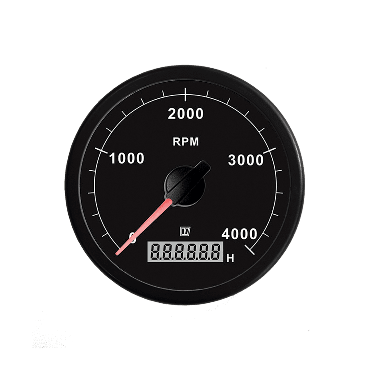 Cuenta-revoluciones/horas negro, 12/24 V, (0-5000 RPM), agujero Ø 100 mm