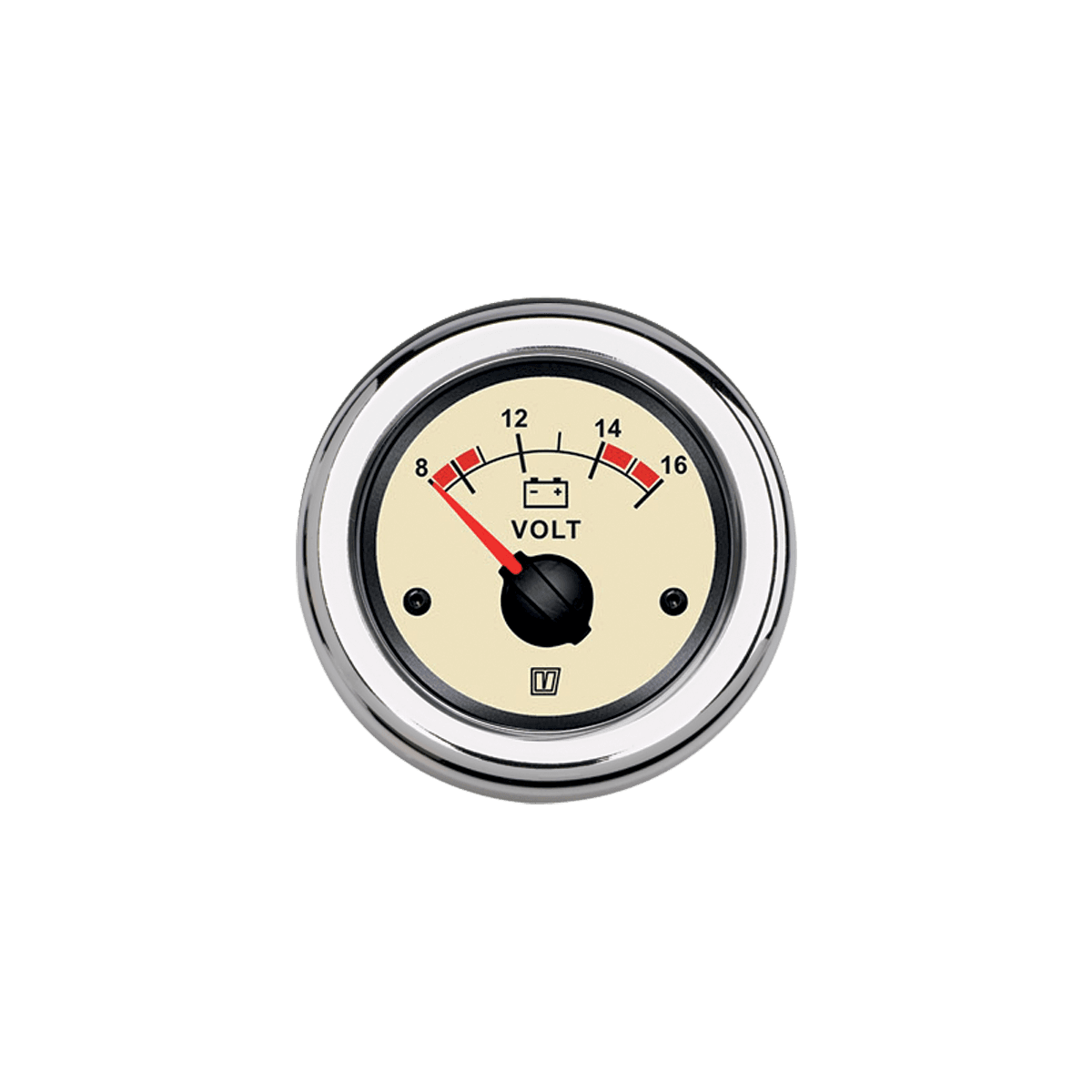 Voltímetro beige, 12 V, (10 - 16V), agujero Ø 52 mm