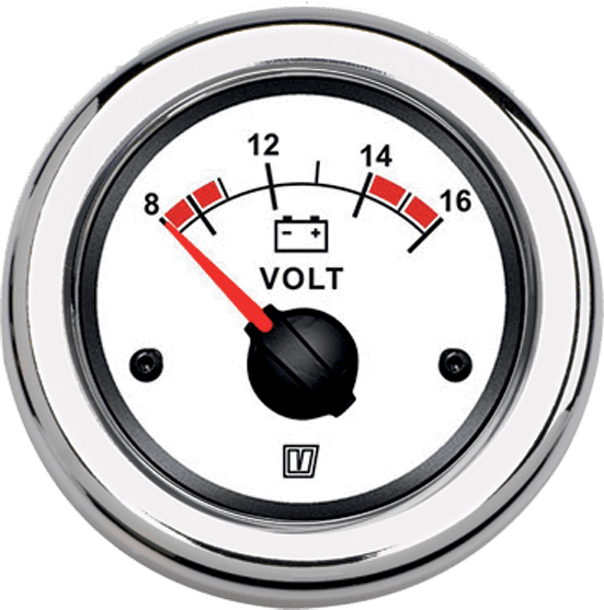 Voltímetro blanco, 12 V, (10 - 16V), agujero Ø 52 mm