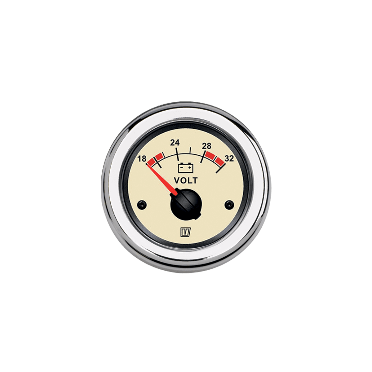 Voltímetro beige, 24 V, (20 - 32V), agujero Ø 52 mm