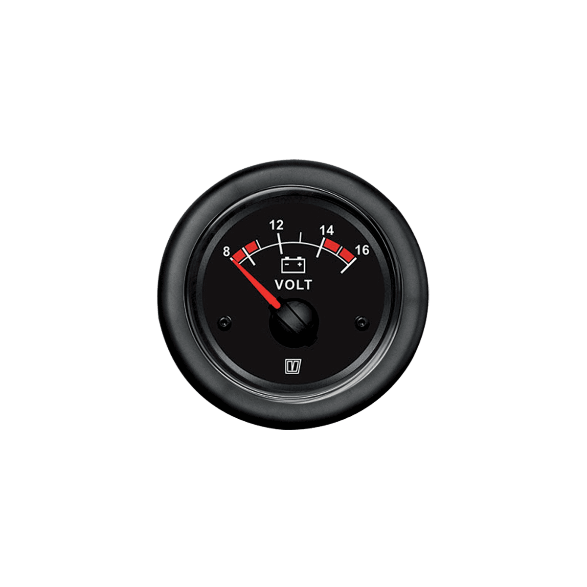 Voltímetro negro, 12 V, (10 - 16V), agujero Ø 52 mm