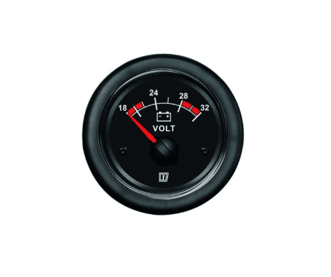 Voltímetro negro, 24 V, (20 - 32V), agujero Ø 52 mm