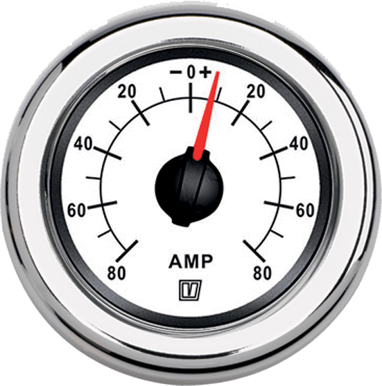 Amperimetro blanco, 12 / 24 V, (+/- 150 Amp), agujeroØ 52 mm (incluye derivación)