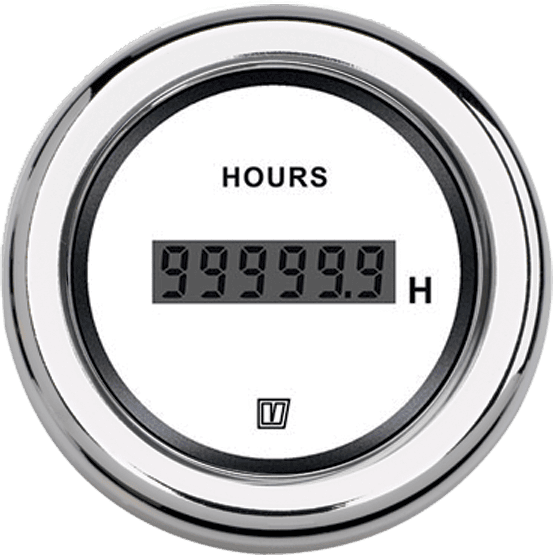 Contador de horas blanco, 12/24 V, agujero Ø 52 mm