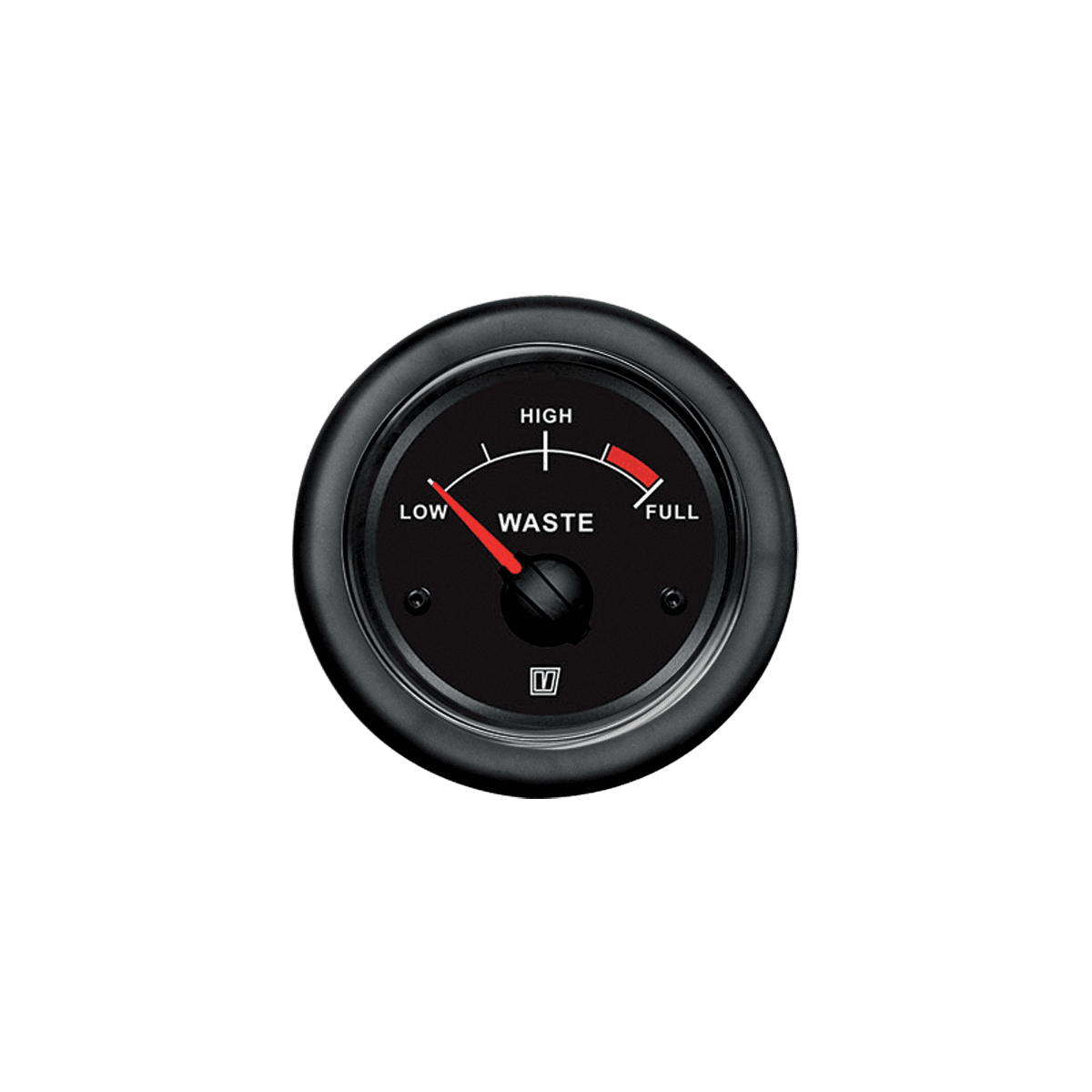 Indicador nivel de sanitario negro, 12 / 24 V, agujero Ø 52 mm (sin flotador)