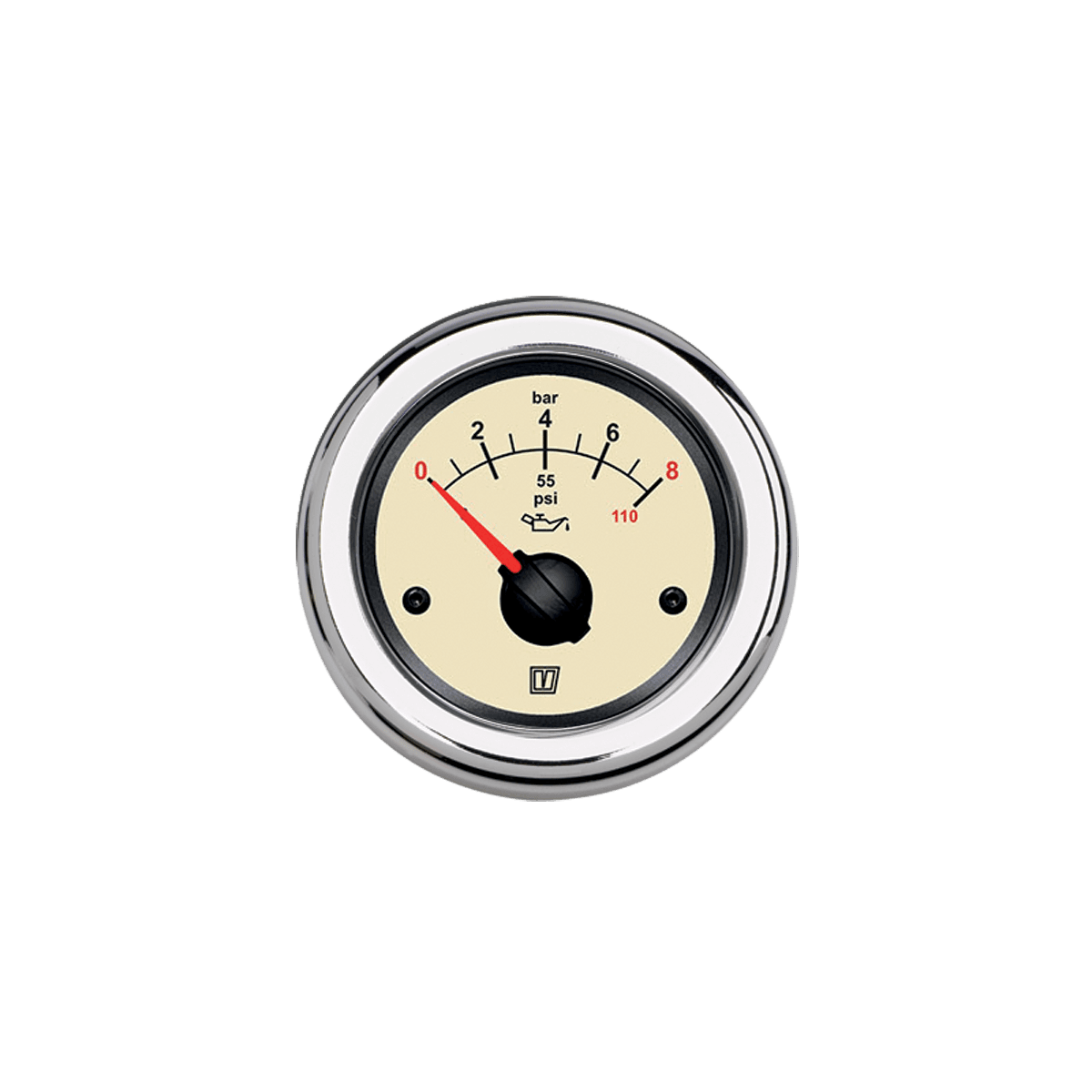 Manómetro de presión beige, 12 / 24 V, (0-8 kg/cm²) agujero Ø 52 mm (excluido sensor)
