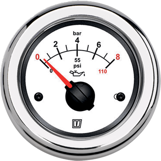 Manómetro de presión blanco, 12 / 24 V, (0-8 kg/cm²) agujero Ø 52 mm (excluido sensor)