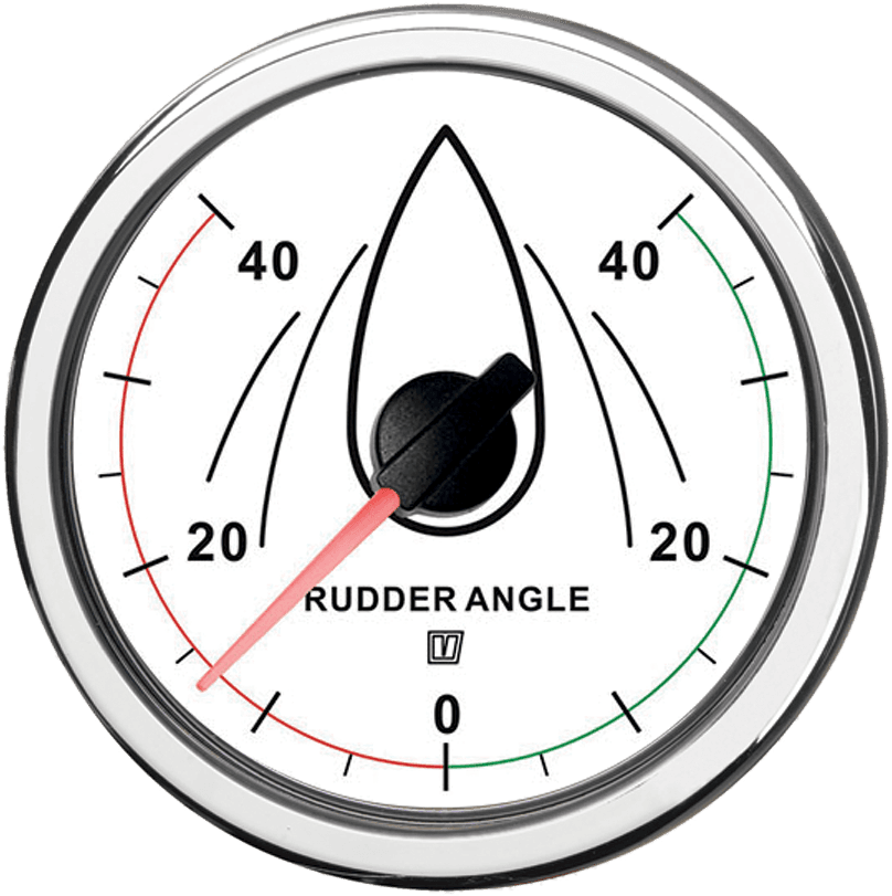Indicador ángulo de timón blanco, 12/24 V, agujero Ø 100 mm (sin sensor)