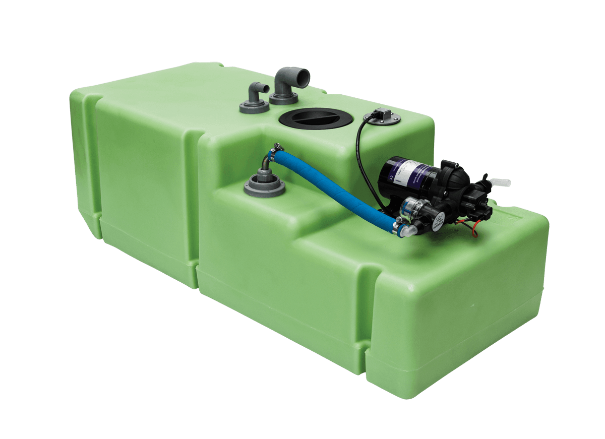 Sistema de agua potable con tanque 61 L, 12 V, incluye bomba y conexiones