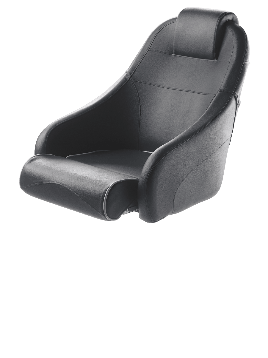 Asiento KING con banqueta abatible, azul oscuro con ribetes blancos
