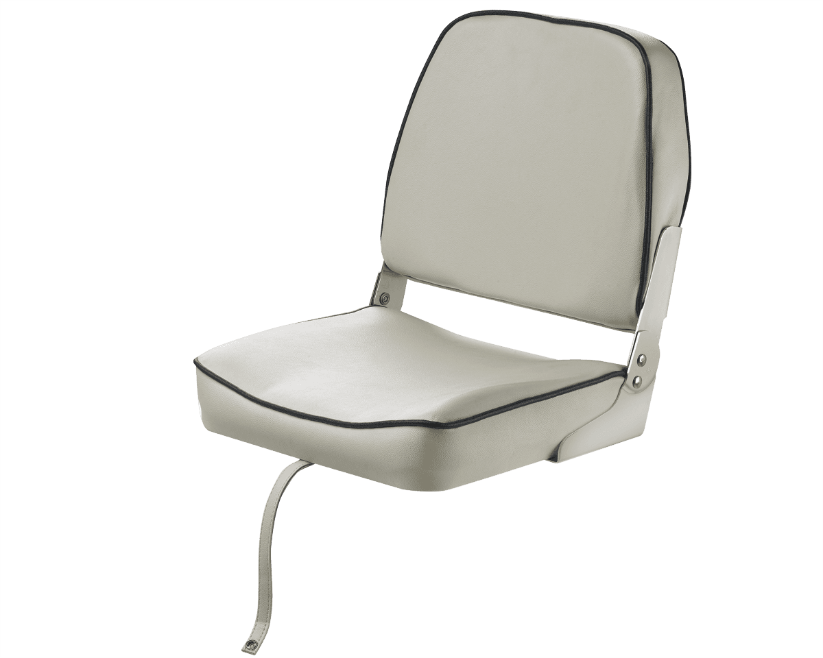 Asiento abatible clásico FISHERMAN, blanco con ribetes azul oscuro