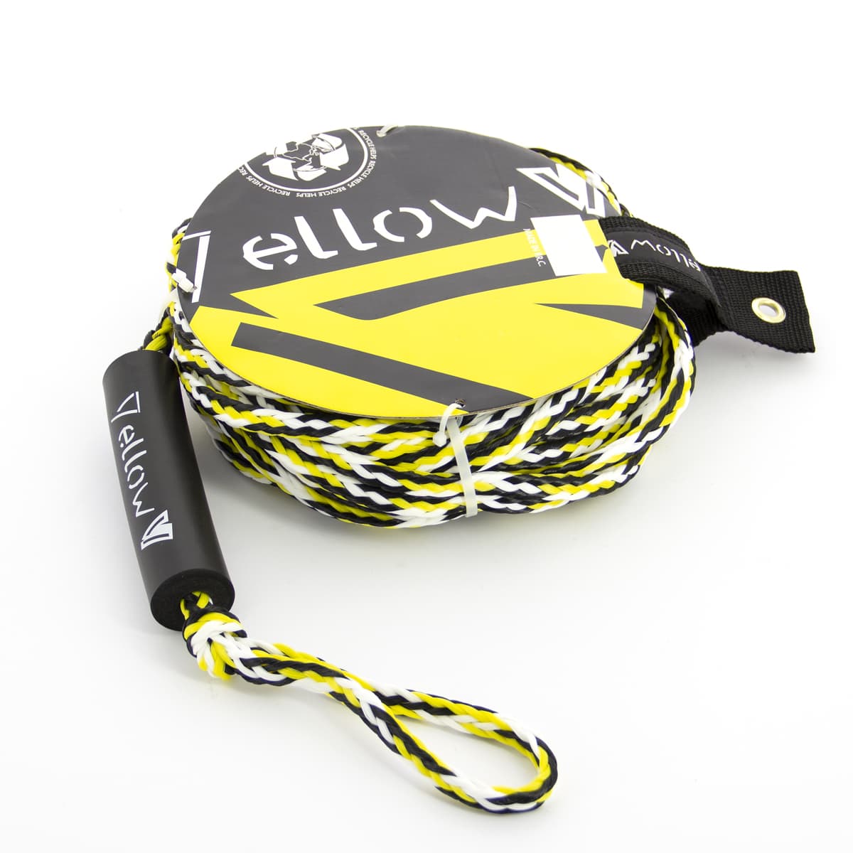 Cabo de arrastre para Fun Tubes con flotador para 2 personas - negro / amarillo / blanco