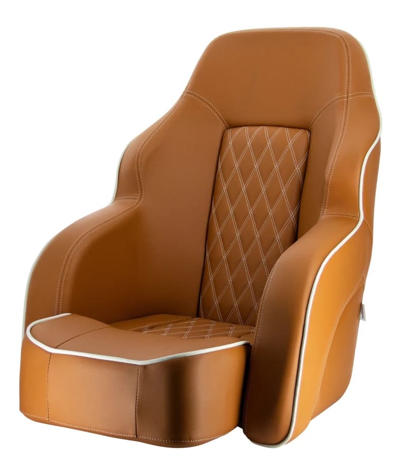 Asiento de lujo COMMANDER con banqueta abatible, skai orange brown (cognac)