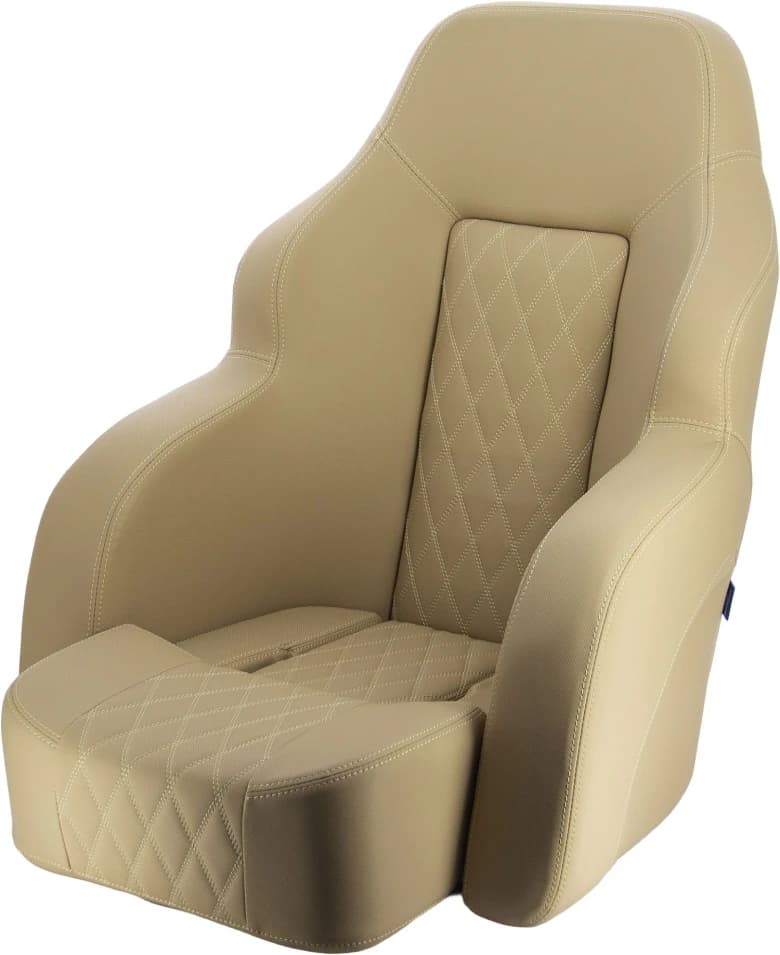 Asiento COMMANDER lujoso con cojín abatible, beige marrón diamante con puntadas cosidas