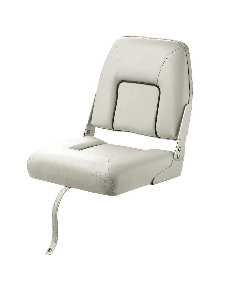 Asiento abatible de lujo FIRST MATE, blanco con ribetes azul oscuro