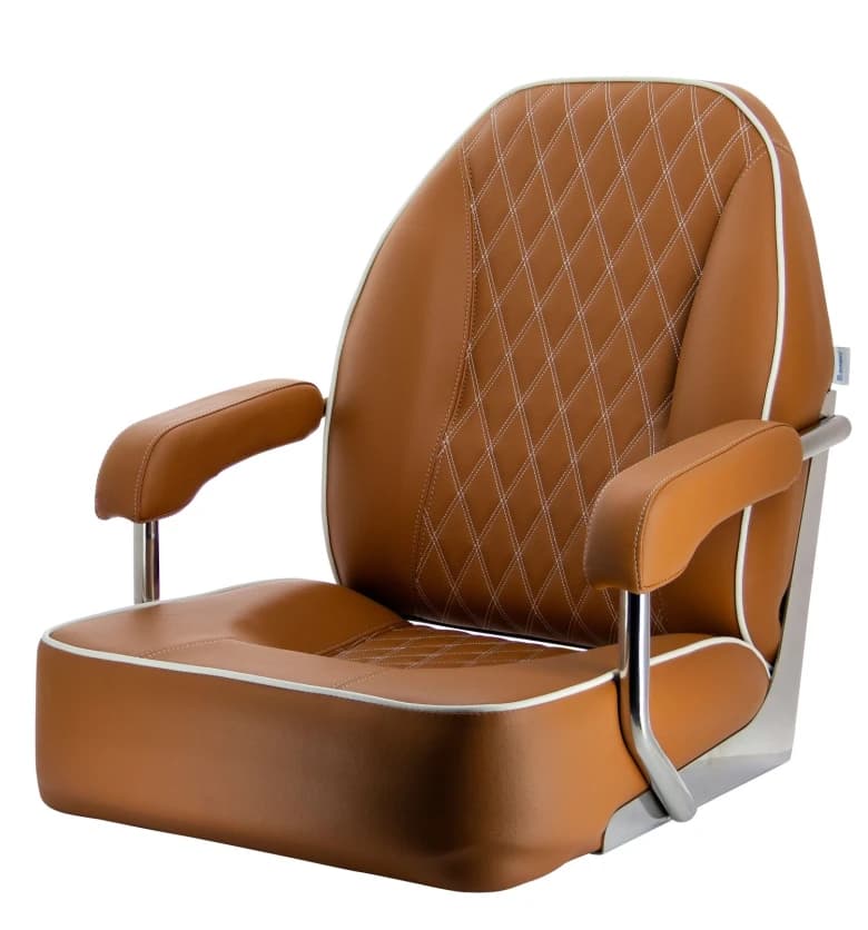 Asiento MASTER con marco acero inoxidable, skai marron anaranjado (cognac)