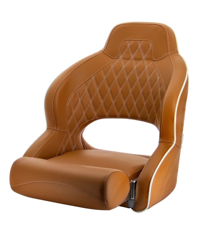 Asiento deportivo PILOT con banqueta abatible, skai marron anaranjado (cognac)
