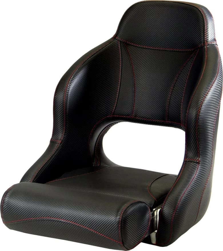 Asiento deportivo PILOT con banqueta abatible, negro trafico con costura roja