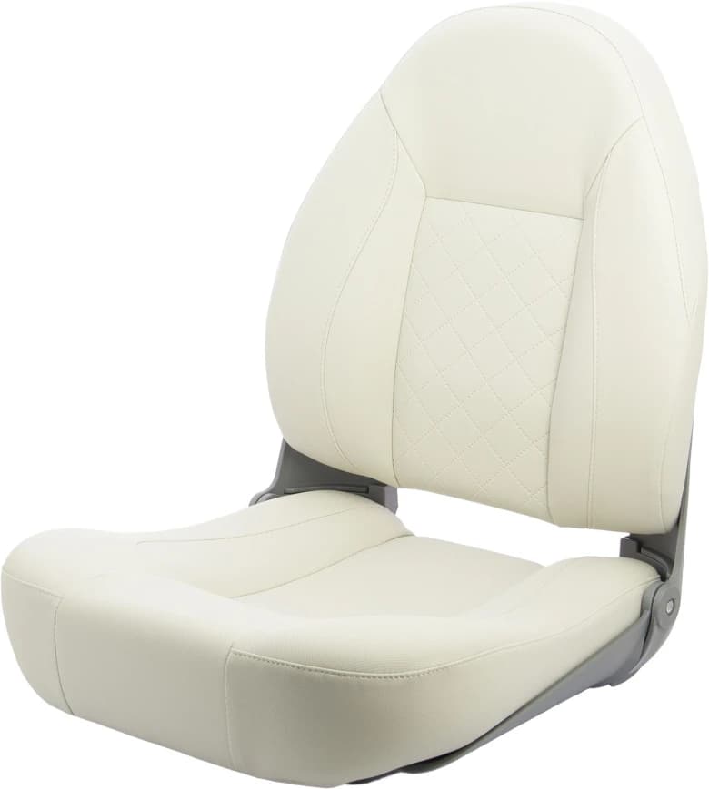 FLAG OFFICER Asiento plegable con respaldo alto, color gris blanco con puntadas en relieve en el centro