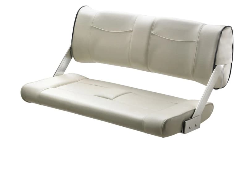 Banco con respaldo corredizo FERRYBENCH, blanco con ribetes azul oscuro